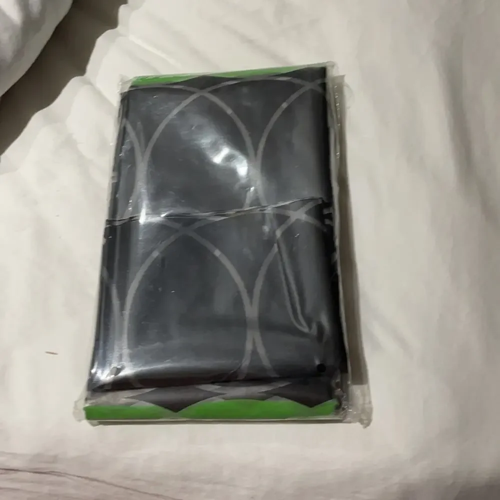 Vinyl shower curtain black green circle design NWT
